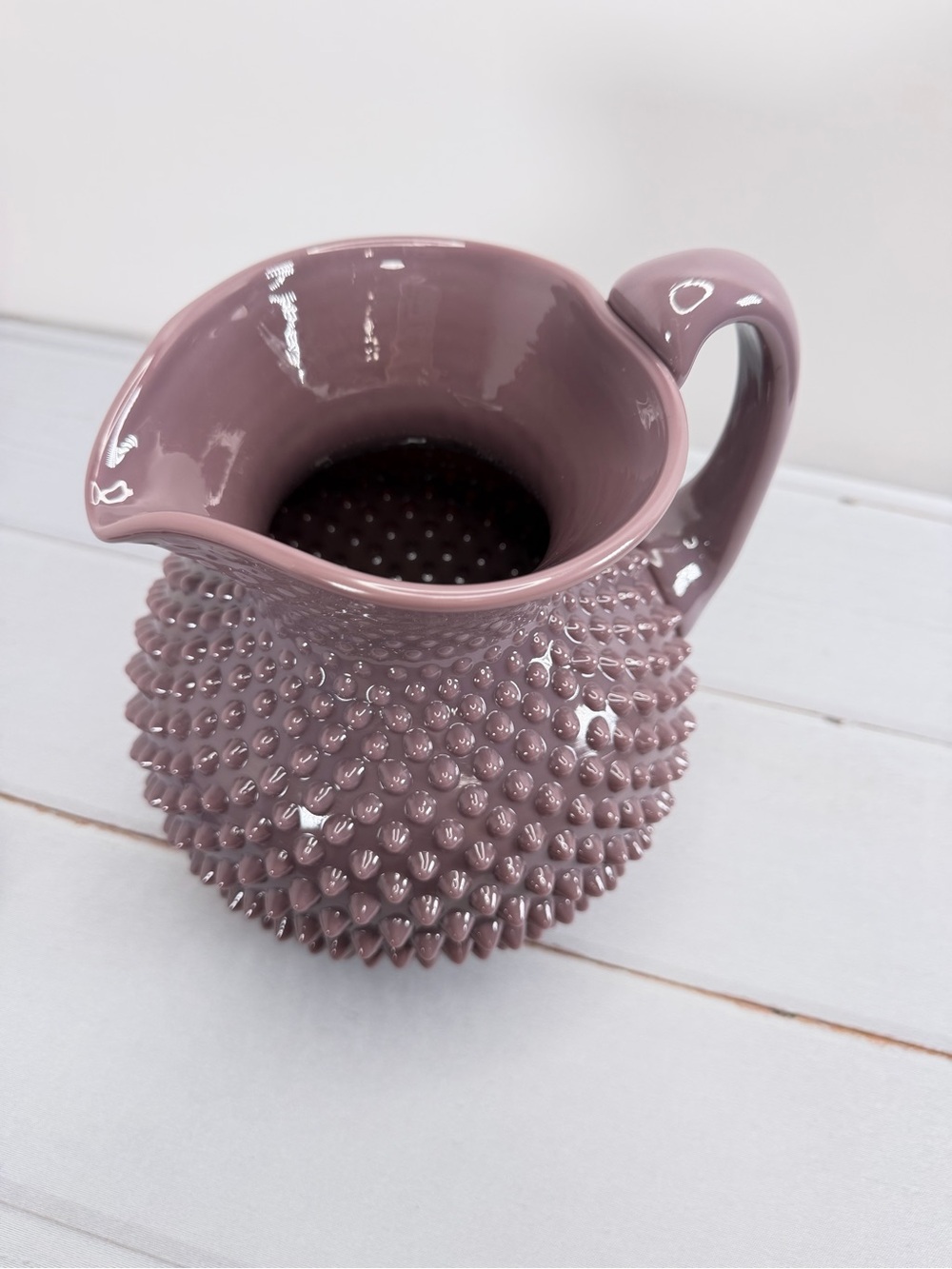 Mosser Glass Gigi Hobnail Pitcher Eggplant Purple 70 oz Fenton Mold - Picture 4 of 14